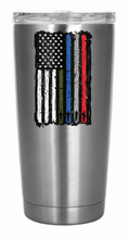 Firefighter, Police, Military, Tattered Service Flag 20 or 30 oz Stainless Tumbler
