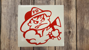 Red Bad Boy Firefighter With Axe Window Decal, Fire Decal, Love My Firefighter Decal, Thin Red Line