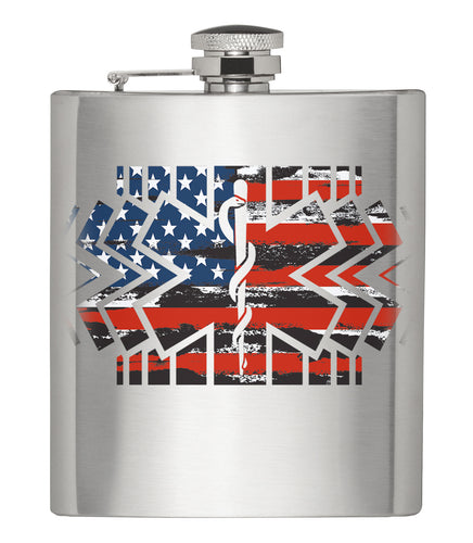 EMS Flag Silver Hip Flask