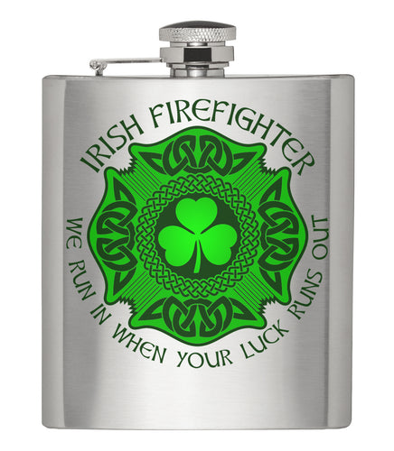 Irish Firefighter Silver Hip Flask
