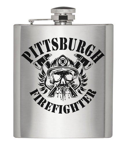 Pittsburgh Firefighter Silver Hip Flask