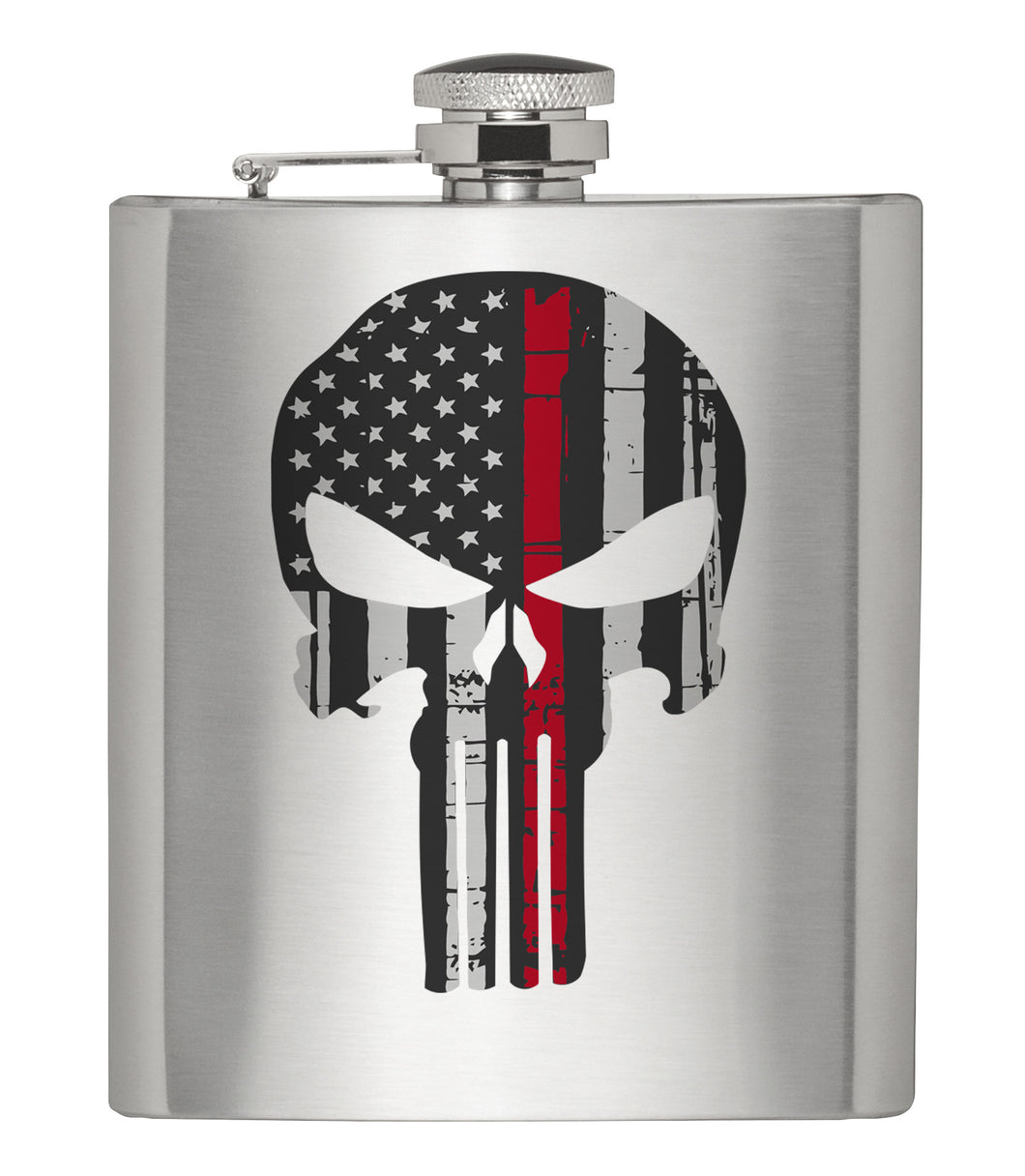 Punisher Redline Firefighter Silver Hip Flask